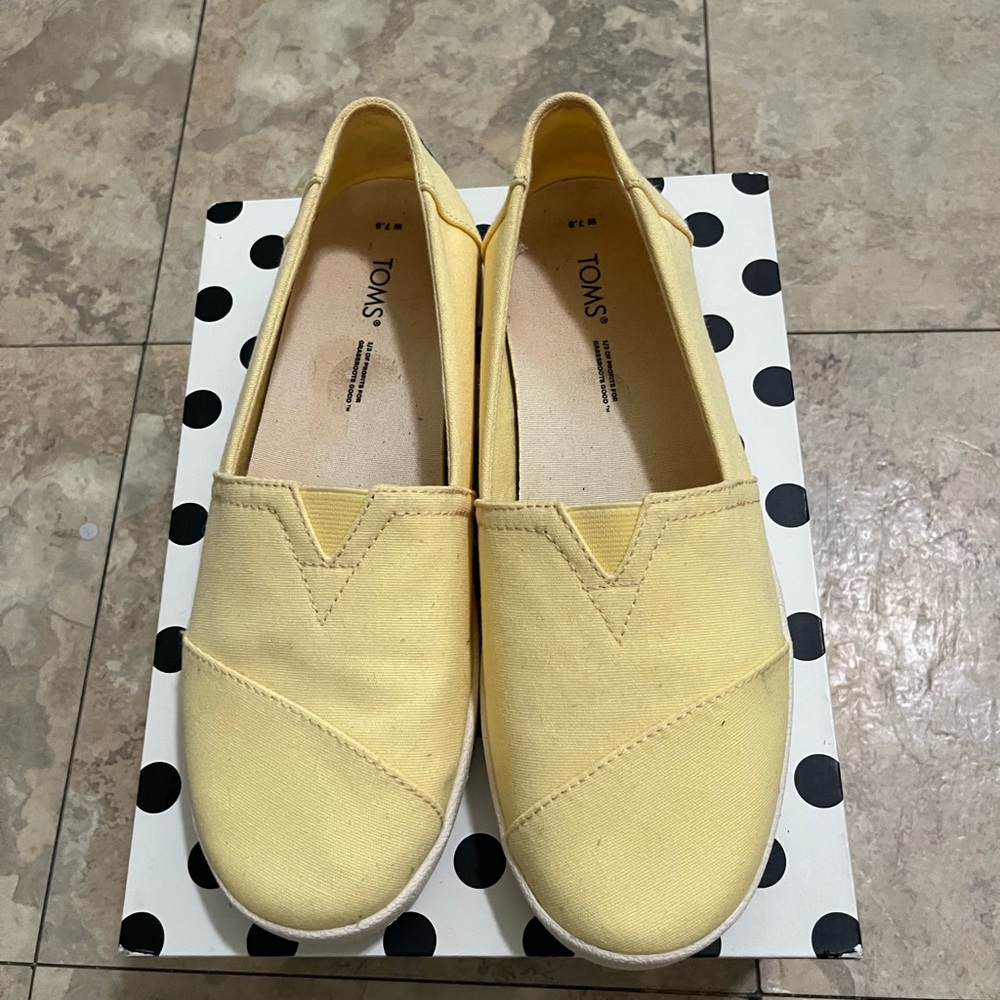 TOMS Yellow Canvas Slip-On Shoes